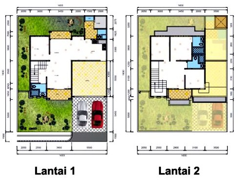 denah rumah minimalis 2 lantai